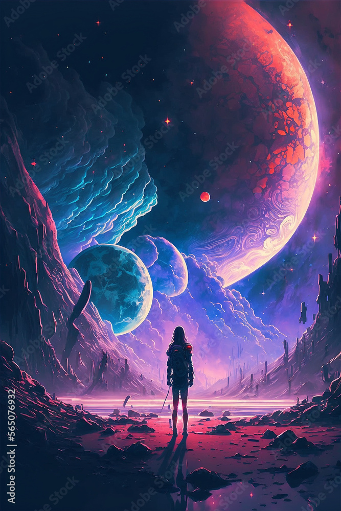 Fototapeta premium Aesthetic Galaxy Lo-fi Dream Wallpaper