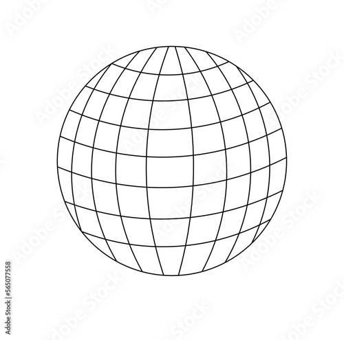 Vector isolated one single simple disco ball with mirror  colorless black and white contour line easy drawing