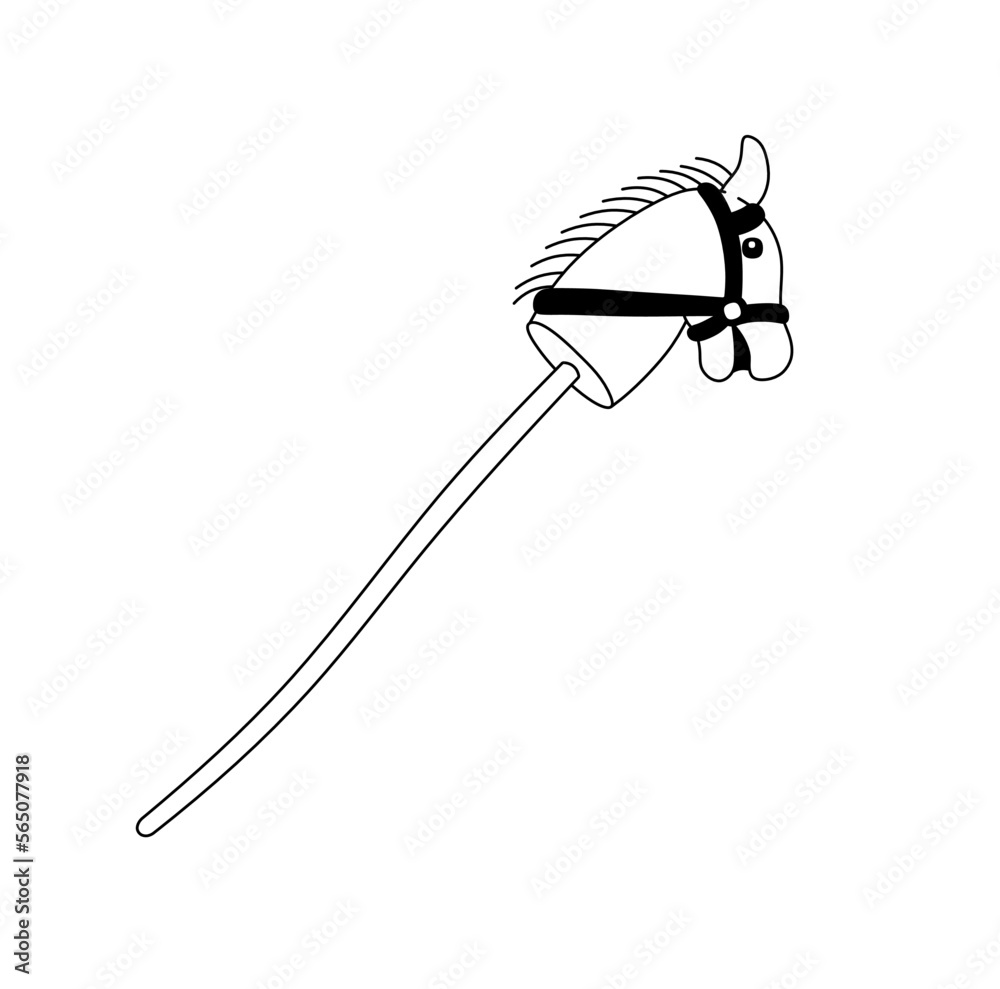 Vector isolated one single vintage horse head on a stick kids toy