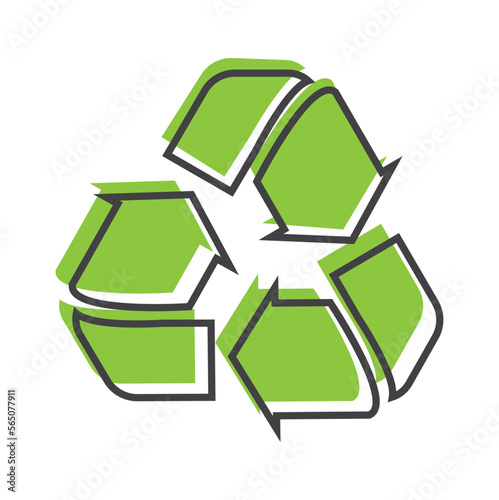 Green arrows recycle eco symbol, vector, ikon isolated on white background. 