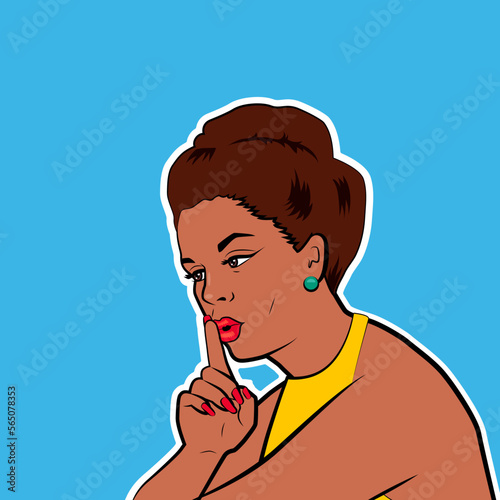 Retro woman asking for quiet