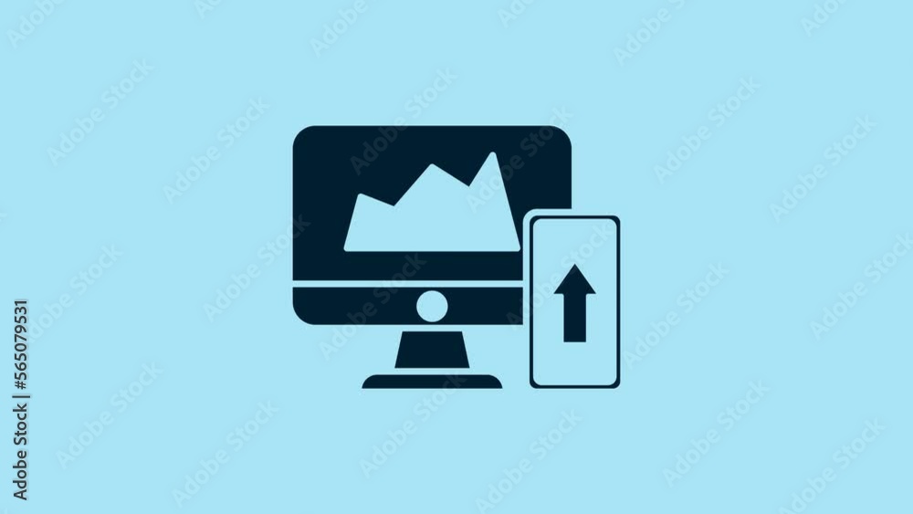 Blue Financial chart or graph on the computer monitor and mobile phone icon isolated on blue background. Strategy, planning, data, investment. 4K Video motion graphic animation Blue Financial chart or graph on the computer monitor and mobile phone icon isolated on blue background. Strategy, planning, data, investment. 4K Video motion graphic animation