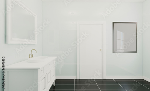 Bathroom interior bathtub. 3D rendering.. Blank paintings.  Mockup. © COK House