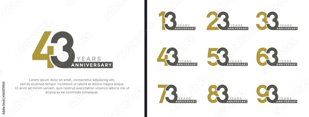 Fototapeta premium set of anniversary logo style green and black color on white background for special moment