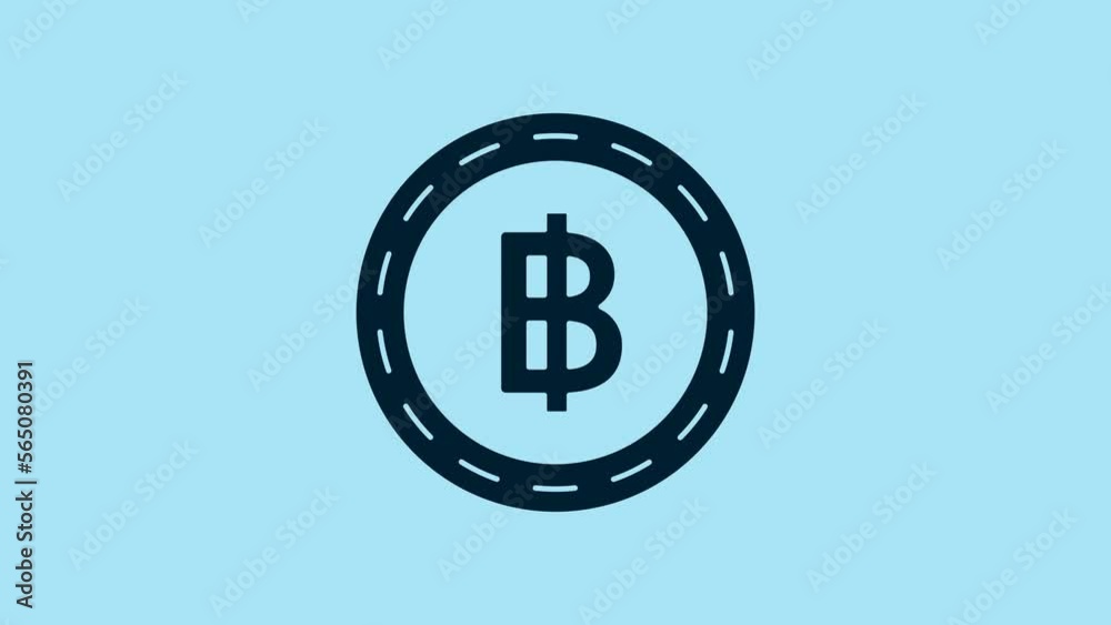 Blue Cryptocurrency coin Bitcoin icon isolated on blue background. Blockchain technology, bitcoin, digital money market, cryptocoin wallet. 4K Video motion graphic animation Blue Cryptocurrency coin Bitcoin icon isolated on blue background. Blockchain technology, bitcoin, digital money market, cryptocoin wallet. 4K Video motion graphic animation