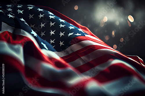 united states of america Flag, usa flag, bokeh background photo
