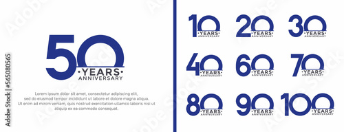 set of anniversary logo style dark blue and black color on white background for special moment