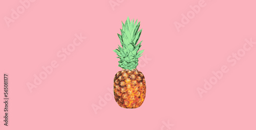 Pineapple fruit isolated on pink background