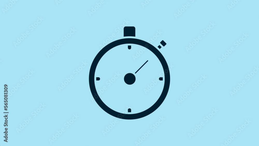 Blue Stopwatch icon isolated on blue background. Time timer sign. Chronometer sign. 4K Video motion graphic animation Blue Stopwatch icon isolated on blue background. Time timer sign. Chronometer sign. 4K Video motion graphic animation