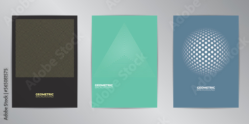 Geometric cover design background set A4 format. Background op-art abstract. Flyer, presentation, brochure, banner, poster design