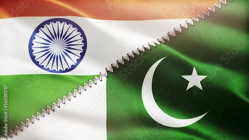 India and Pakistan flag waving together