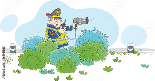 Traffic policeman with a po...