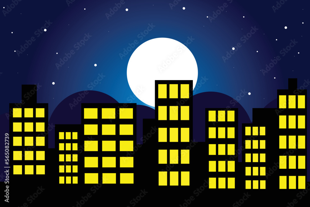 Vector night city illustration