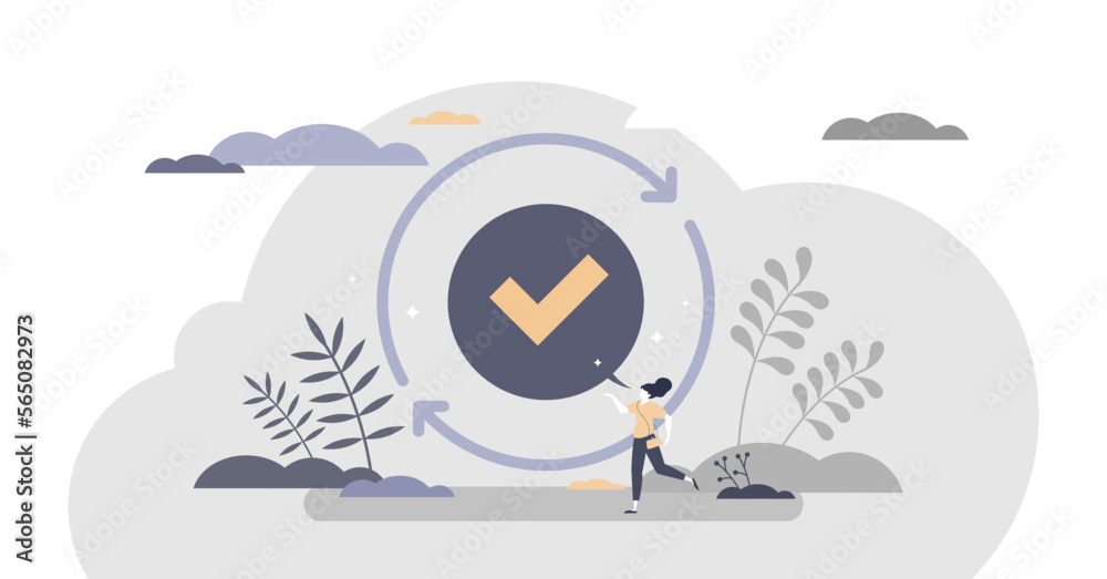Refresh complete or reload done as task repeat action tiny person concept, transparent background.Restart or do over same work for same results illustration. Refresh complete or reload done as task repeat action tiny person concept, transparent background.Restart or do over same work for same results illustration.
