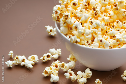 Realistic illustration of popcorn, using Generative AI