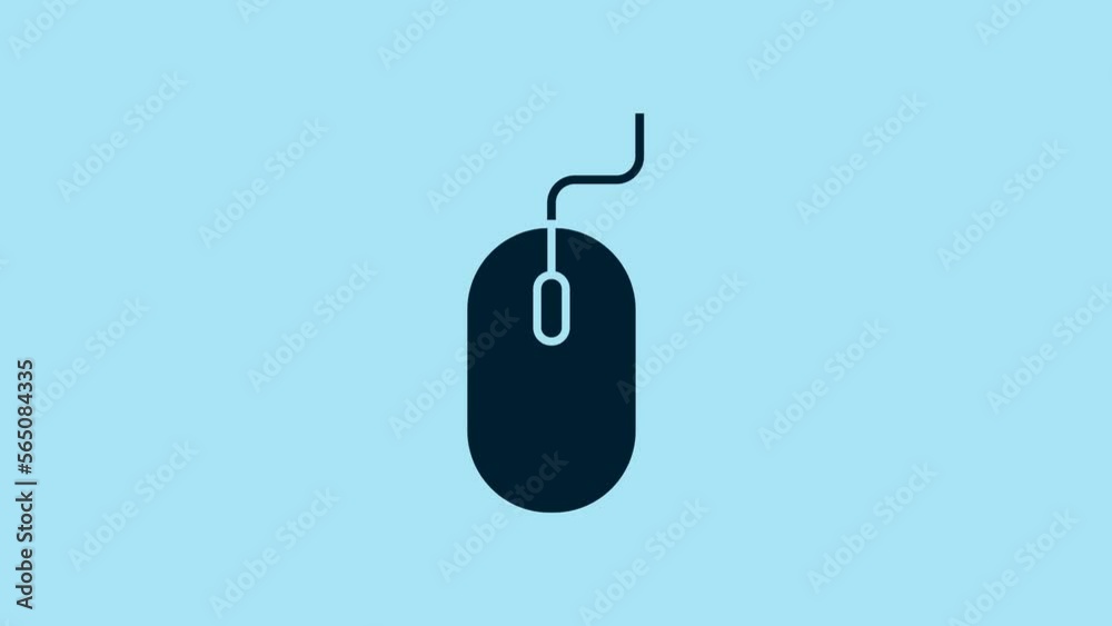Blue Computer mouse icon isolated on blue background. Optical with wheel symbol. 4K Video motion graphic animation Blue Computer mouse icon isolated on blue background. Optical with wheel symbol. 4K Video motion graphic animation