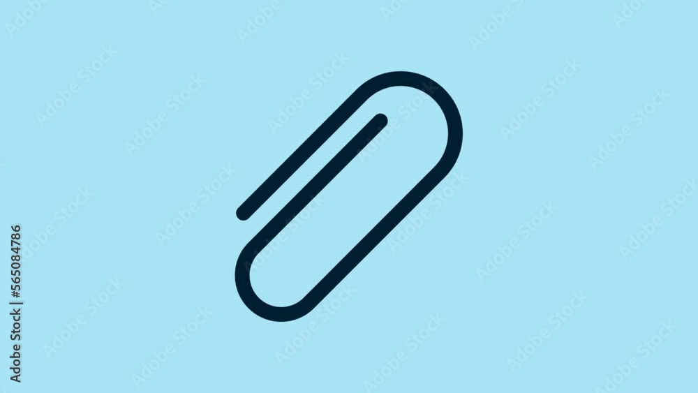 Blue Paper clip icon isolated on blue background. 4K Video motion graphic animation Blue Paper clip icon isolated on blue background. 4K Video motion graphic animation