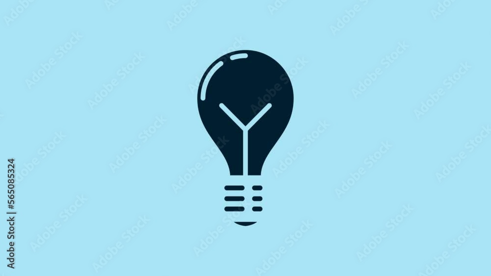 Blue Light bulb with concept of idea icon isolated on blue background. Energy and idea symbol. Inspiration concept. 4K Video motion graphic animation Blue Light bulb with concept of idea icon isolated on blue background. Energy and idea symbol. Inspiration concept. 4K Video motion graphic animation