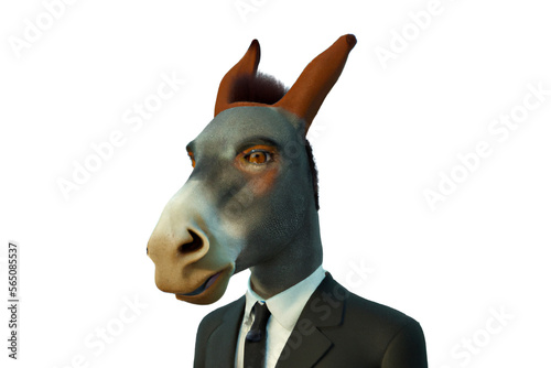 Portrait of Donkey in a business suit – Generative AI 3D Illustration on white background © Walter Cicchetti