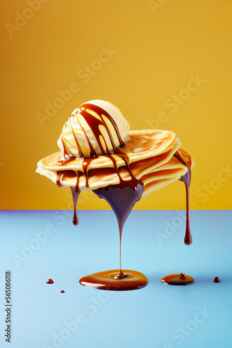 Chandeleur, pancakes et crêpes. Photographie culinaire de dessert en studio. Generative AI.