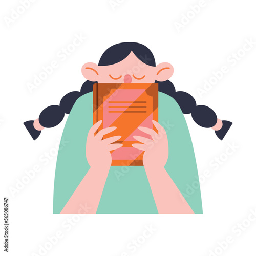 woman reading text book