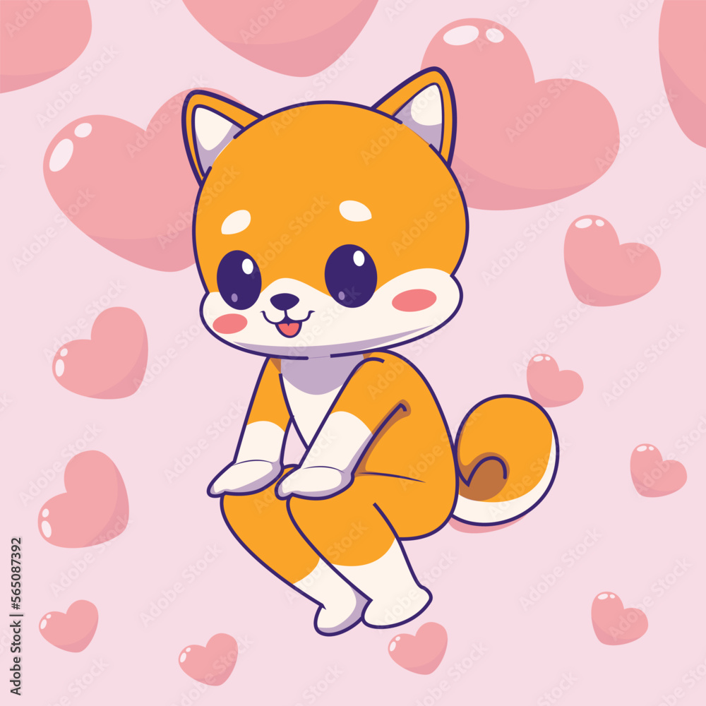 cute pets for Valentines day. Romantic dog characters with love. Adorable animals collection for February holiday on white background. Cartoon style vector illustration. Flat Cartoon Style cute pets for Valentines day. Romantic dog characters with love. Adorable animals collection for February holiday on white background. Cartoon style vector illustration. Flat Cartoon Style