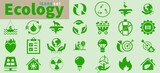 Vector Ecology icons set. Set of Ecology icons collection. Nature, eco, green, recycling symbol.