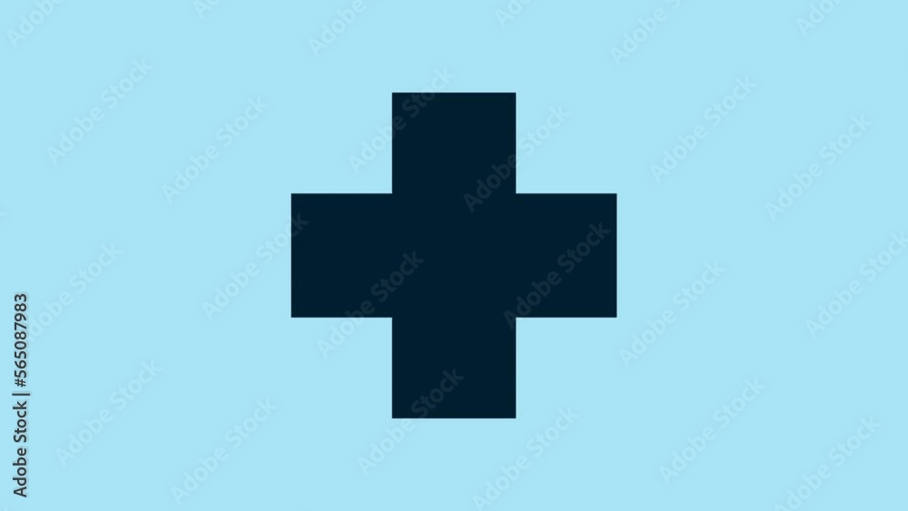 Blue Cross hospital medical icon isolated on blue background. First aid. Diagnostics symbol. Medicine and pharmacy sign. 4K Video motion graphic animation Blue Cross hospital medical icon isolated on blue background. First aid. Diagnostics symbol. Medicine and pharmacy sign. 4K Video motion graphic animation