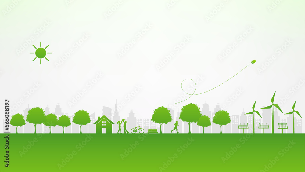 Green city with Environmental, Social, Governance ESG concept,Vector illustration