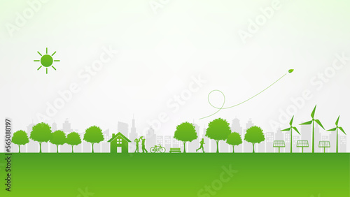 Green city with Environmental, Social, Governance ESG concept,Vector illustration