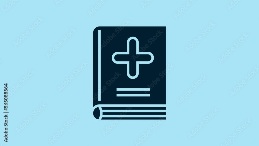 Blue Medical book icon isolated on blue background. 4K Video motion graphic animation Blue Medical book icon isolated on blue background. 4K Video motion graphic animation
