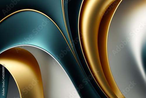 Abstract 3d colorful modern ribbon shape Holographic shape in motion. Iridescent gradient digital art for banner background, wallpaper. generative ai.