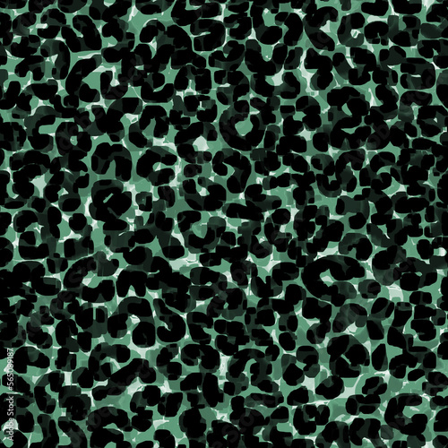 Dark green leopard seamless pattern. Animal skin.