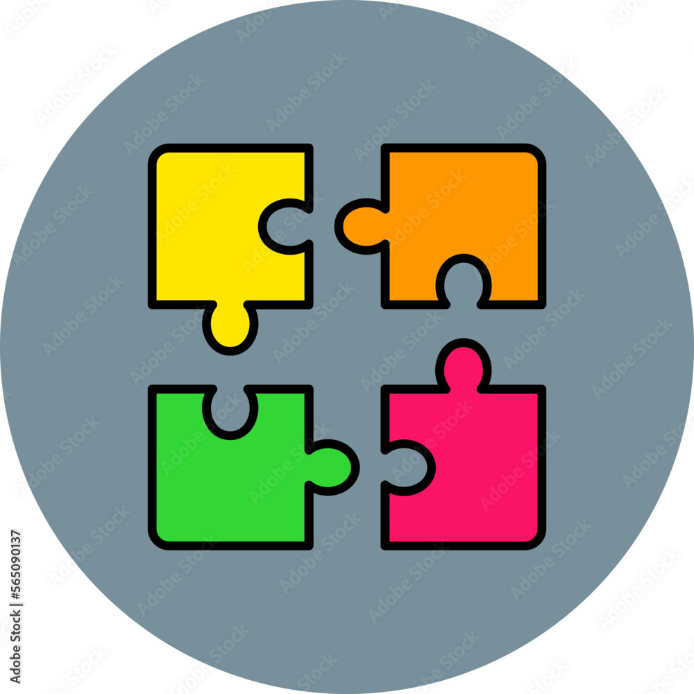 Puzzle Multicolor Circle Filled Line Icon
