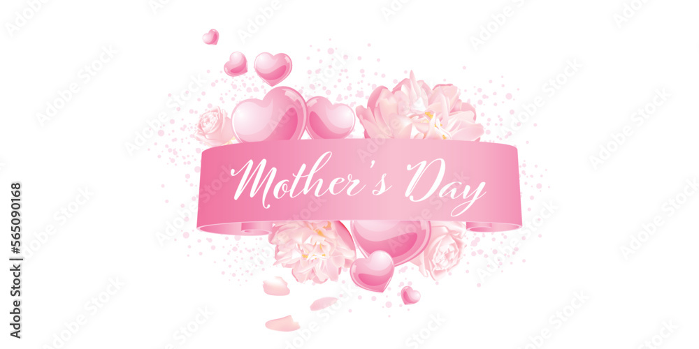 Mother's day banner with pink hearts - celebration design Mother's day banner with pink hearts - celebration design