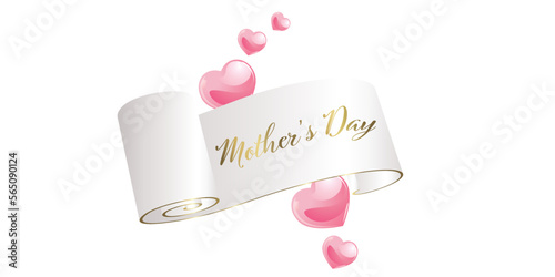 Mother's day banner with pink hearts - celebration design