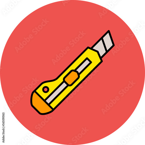 Paper Cutter Multicolor Circle Filled Line Icon