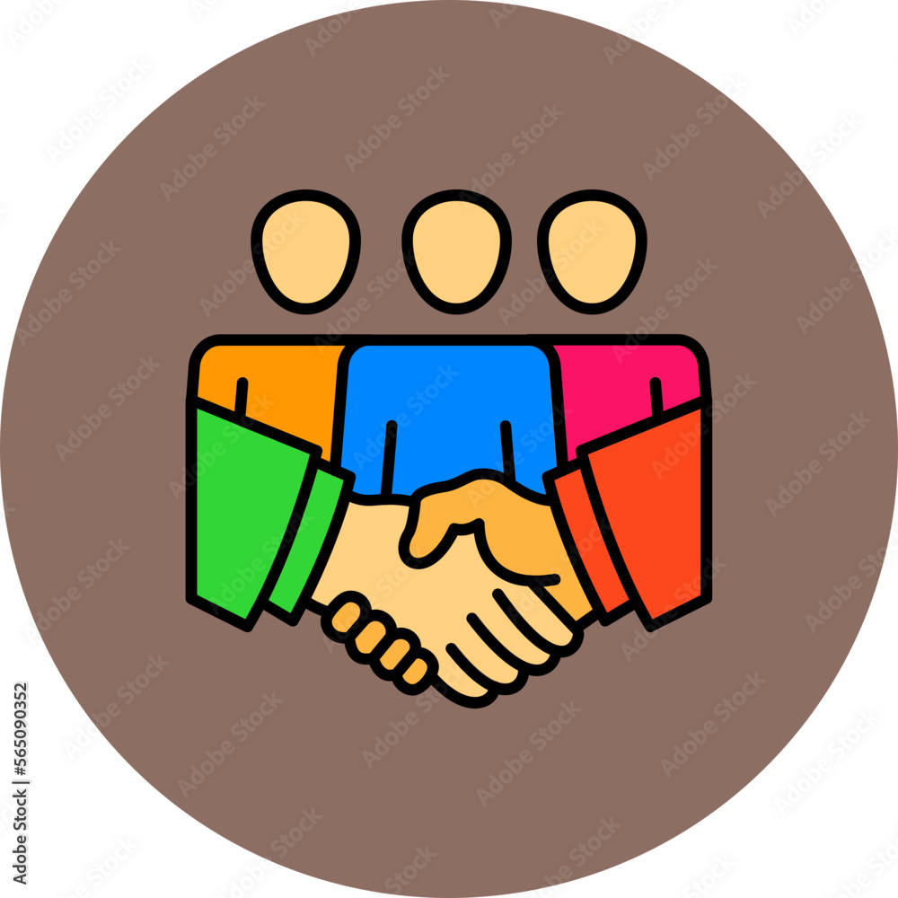 Teamwork Multicolor Circle Filled Line Icon