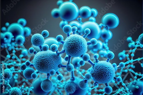 3d rendered illustration of virus bacteria. Microscopic. Generative AI