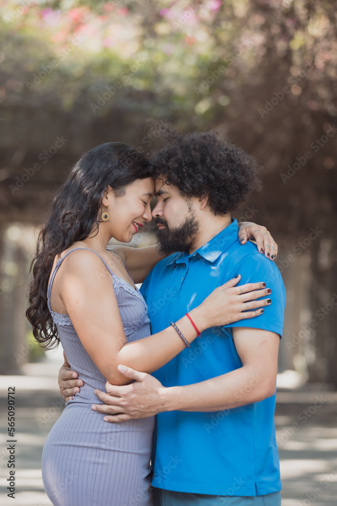 face to face mexican young couple, real love concept face to face mexican young couple, real love concept
