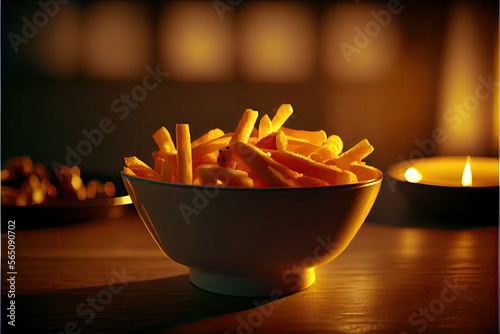 Delicious french fries in a bowl. Generative AI