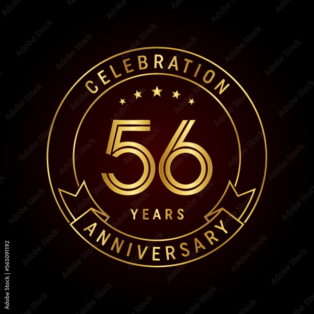 56th anniversary logo design in emblem style. Logo Vector Template