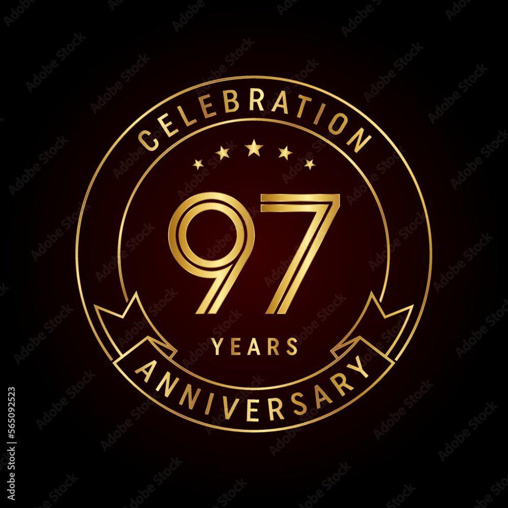 Fototapeta premium 97th anniversary logo design in emblem style. Logo Vector Template
