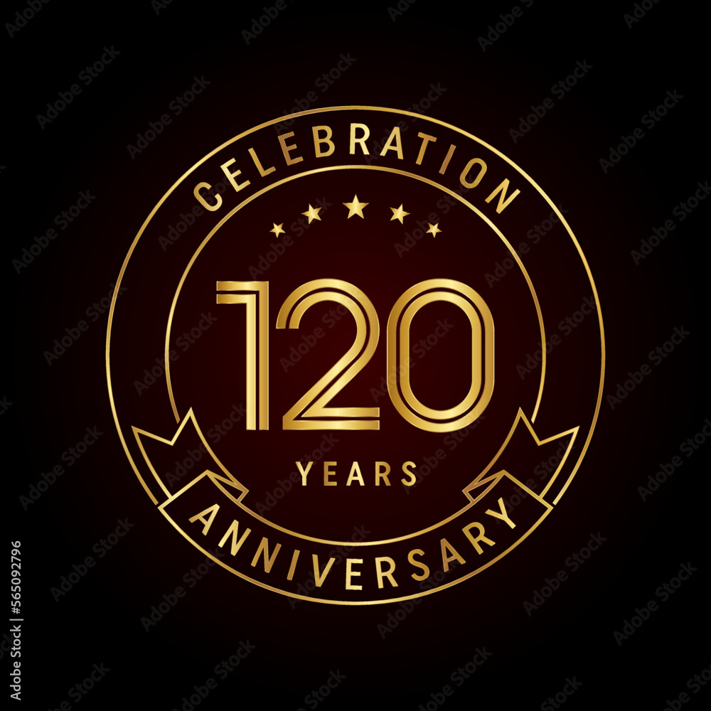 120th anniversary logo design in emblem style. Logo Vector Template