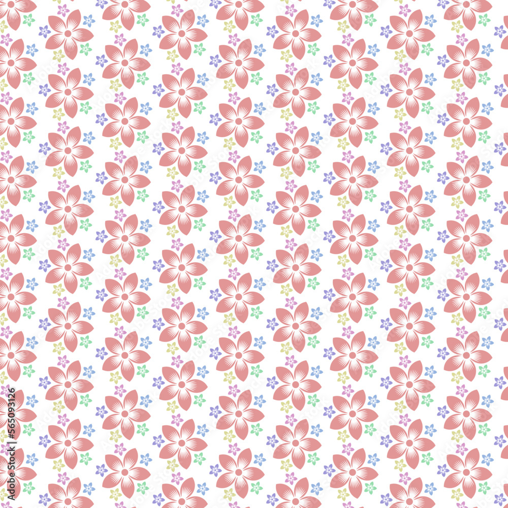 Seamless pattern with pink flowers vector design
