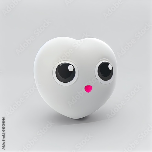 3d rendered illustration of a heart shaped smiley face. Generative AI
