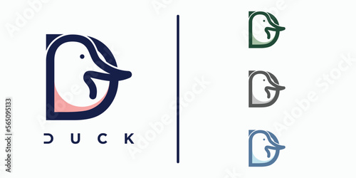 letter d with head duck logo design
