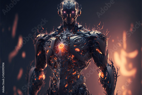 A cyborg robot, blending human and machine elements.Ai generated © twindesigner