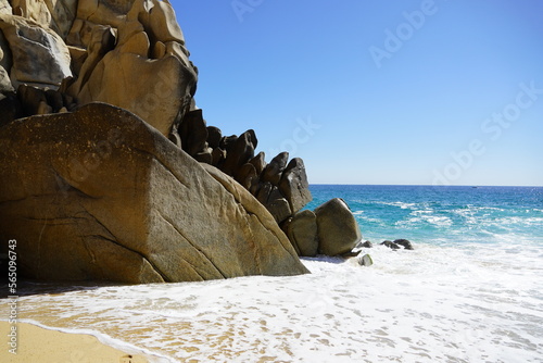 Waves crashing on Pacific Beach at Lands End Cabo San Lucas Mexico 