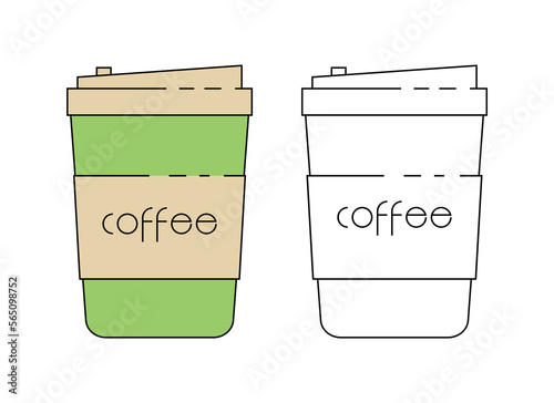 Delicious coffee paper cup icon. Drink vector illustration design